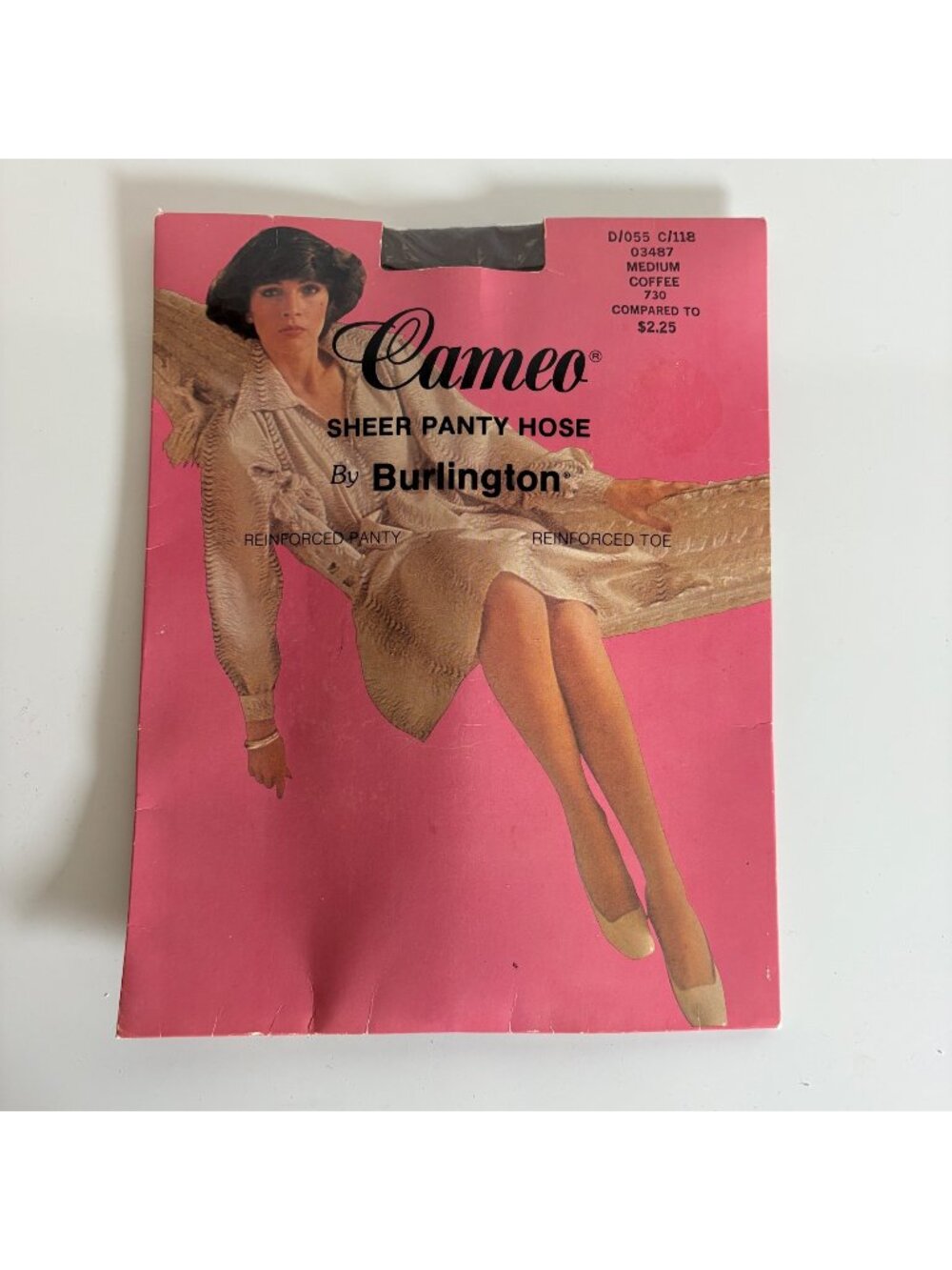 Burlington Cameo Sheer Pantyhose Medium Coffee Reinforced Panty & Toe Vintage
